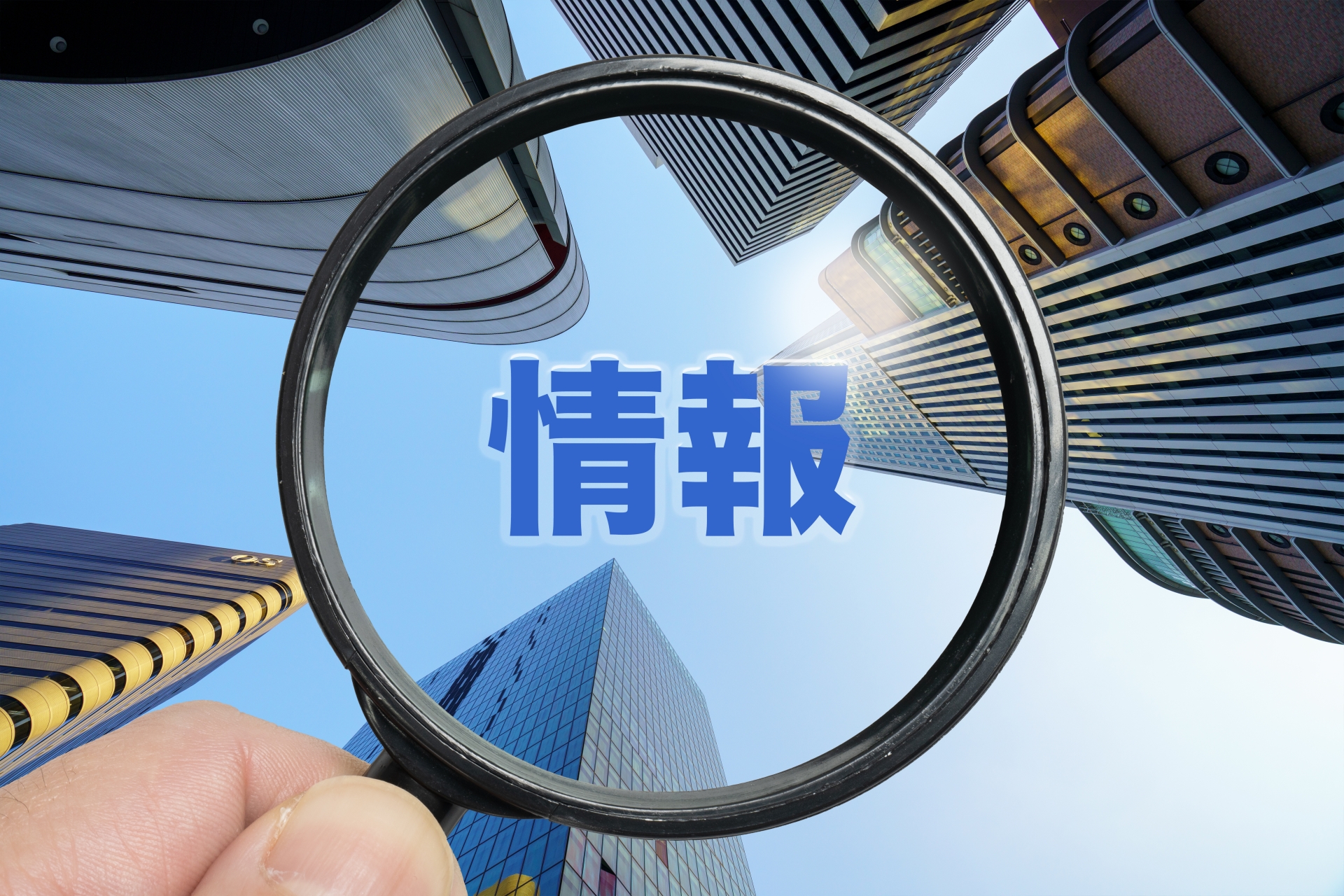 虫眼鏡を持って情報を探す写真