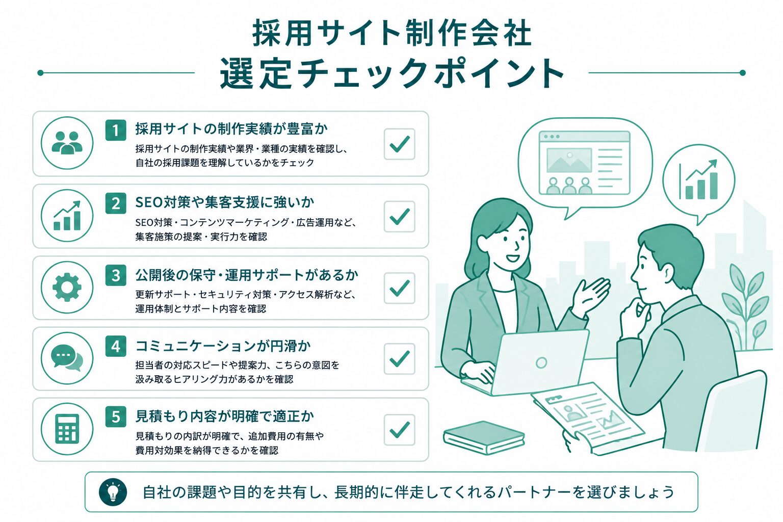 採用サイト制作会社を選ぶ際のチェックポイント